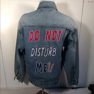Distressed Embellished Forever 21 Custom jean jacket women’s size medium
